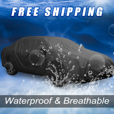 Harfington Uxcell Stormproof Waterproof Breathable Black CAR COVER Durable Outdoor Indoor