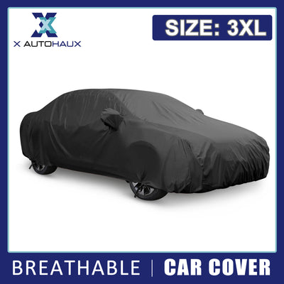Harfington Uxcell Stormproof Waterproof Breathable Black CAR COVER Durable Outdoor Indoor