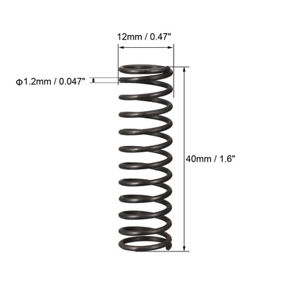Harfington Uxcell Compression Spring 1.2mm Wire Dia,12mm OD,40mm Free Length,Black,10Pcs