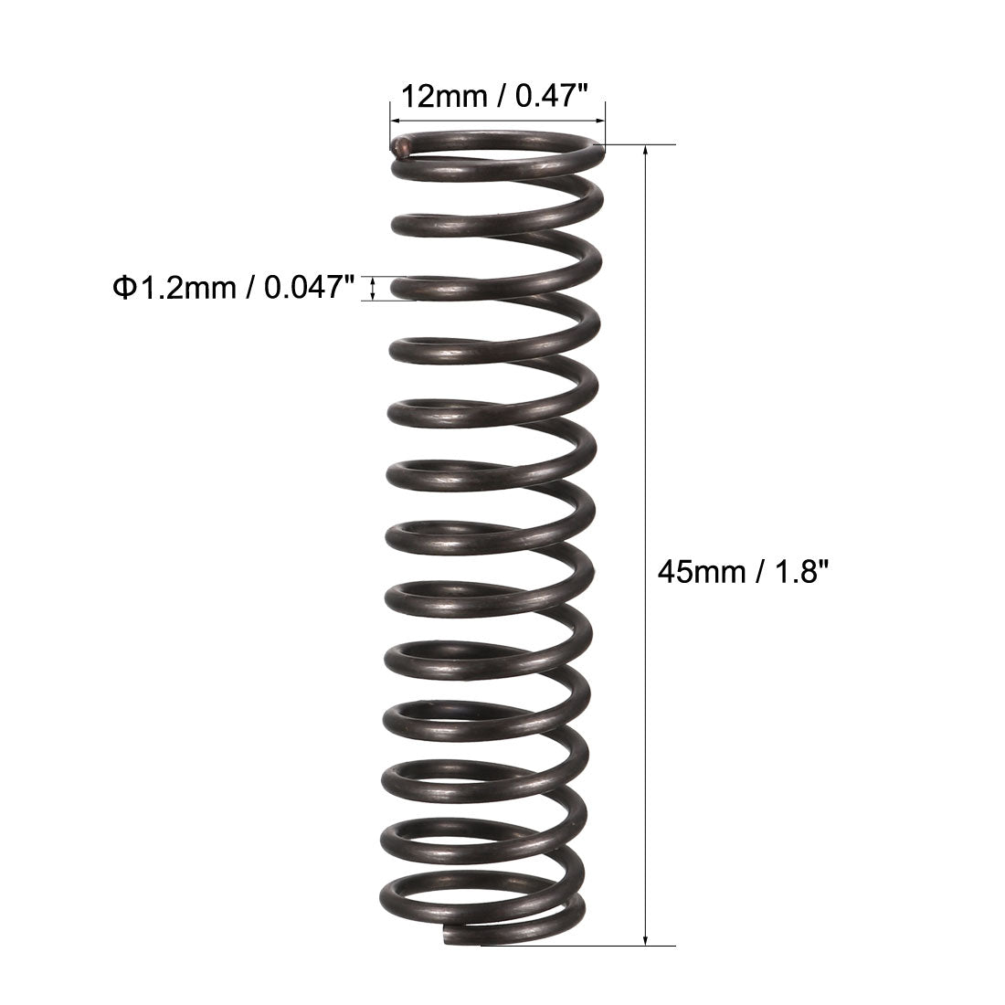uxcell Uxcell Compression Spring 1.2mm Wire Dia,12mm OD,45mm Free Length,Black,10Pcs