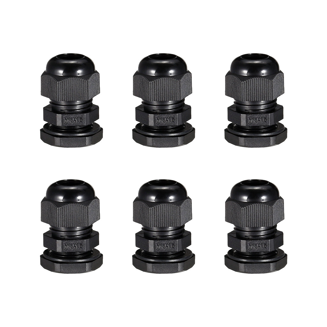 uxcell Uxcell 6Pcs M18 Cable Gland Waterproof Connector Plastic Wire Glands Joints Black for 5-10mm Dia Wires