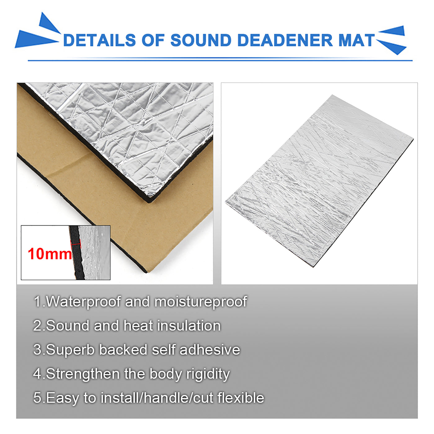 uxcell Uxcell 394mil/10mm 1.6sqft Sound Deadening Noise Deadener Insulation Mat Alumina Fiber Muffler Cotton Acoustic Barrier 20x12inch/50x30cm