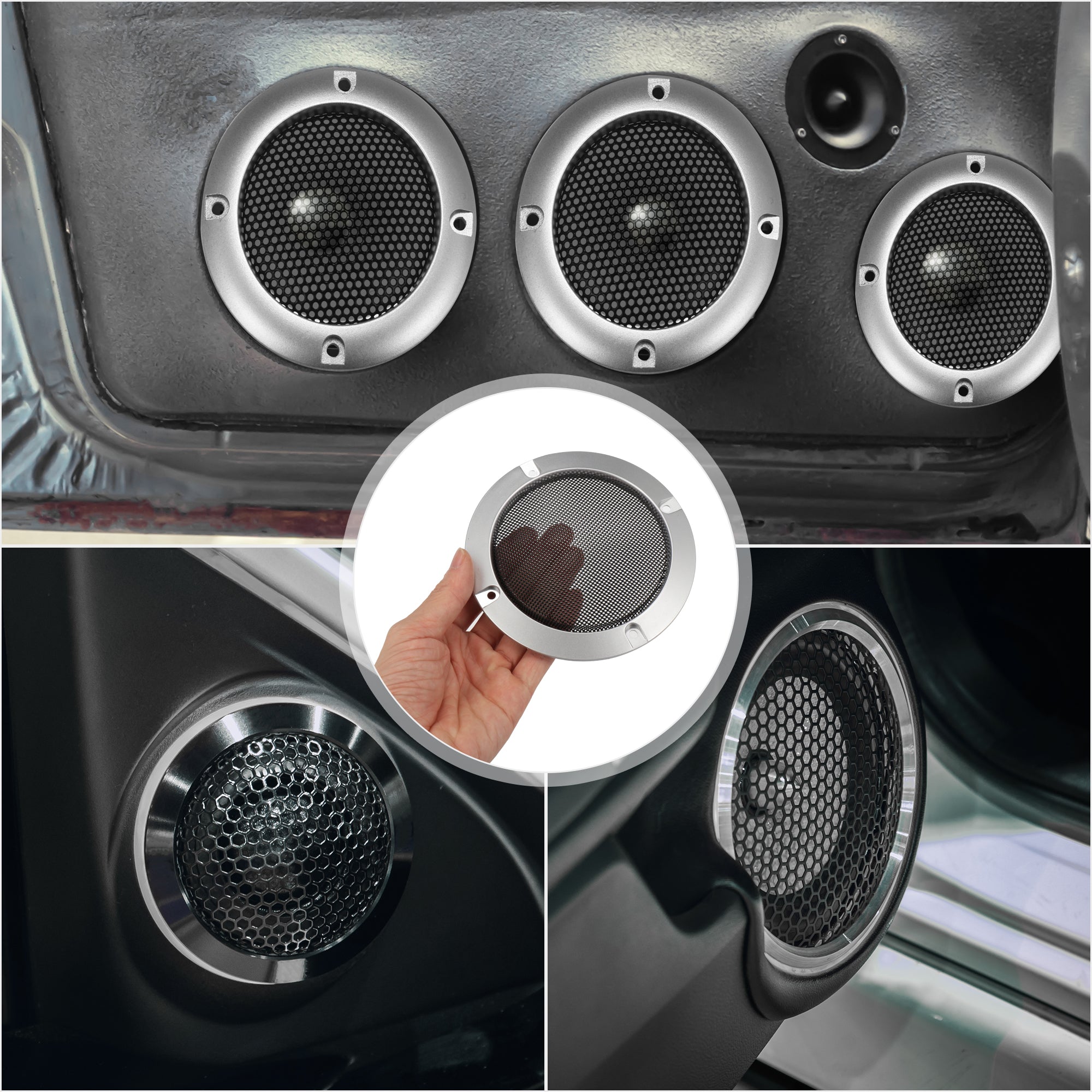 Pair Of 4.5" Classic Metal Mesh Speaker Grills With Plastic Ring - Model #ZSG40-PAIR By Sparkomatic