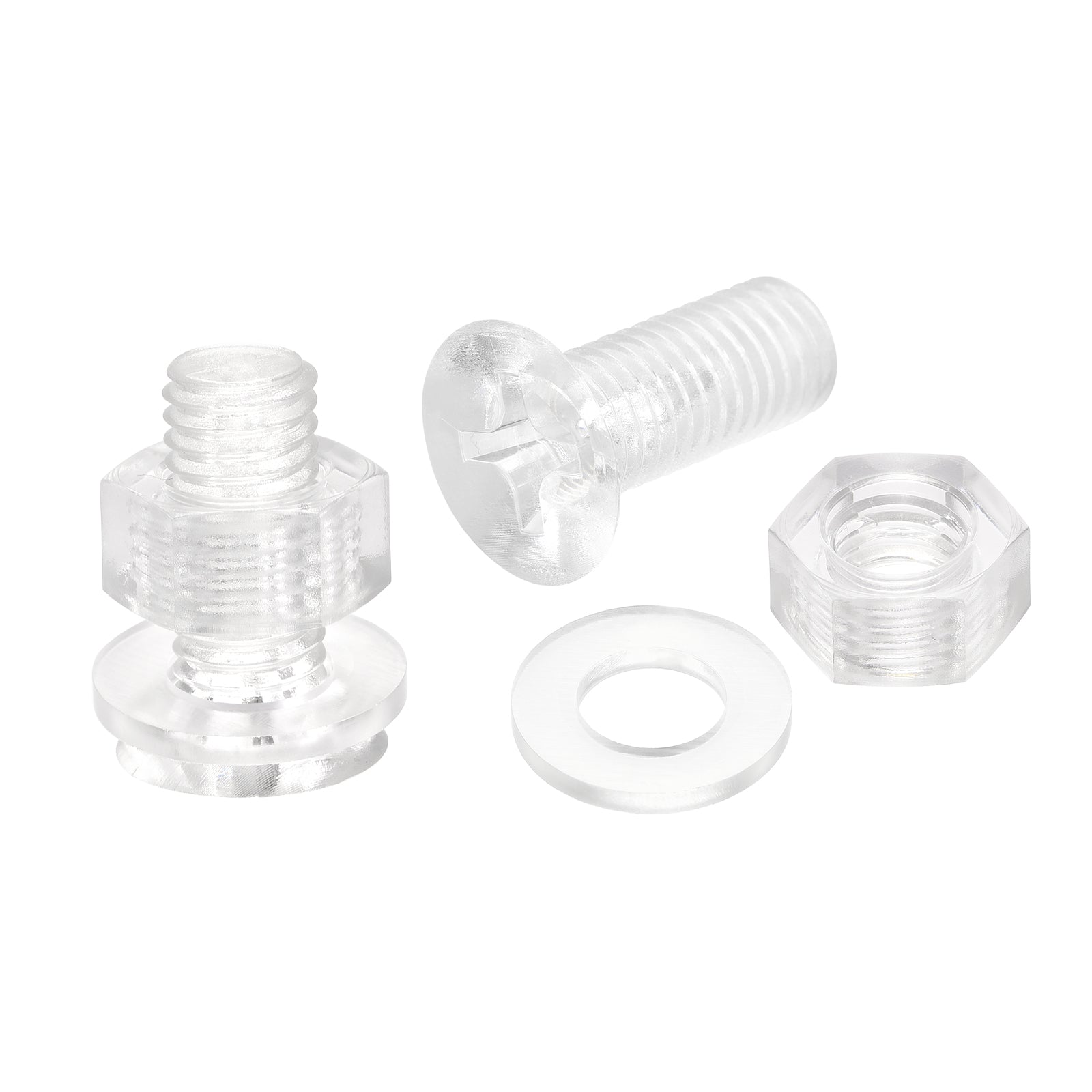 Clear Acrylic Thumbscrews – 60 Pack M3 X 10mm Slotted Knurled Screws With Nuts & Washers - View #5