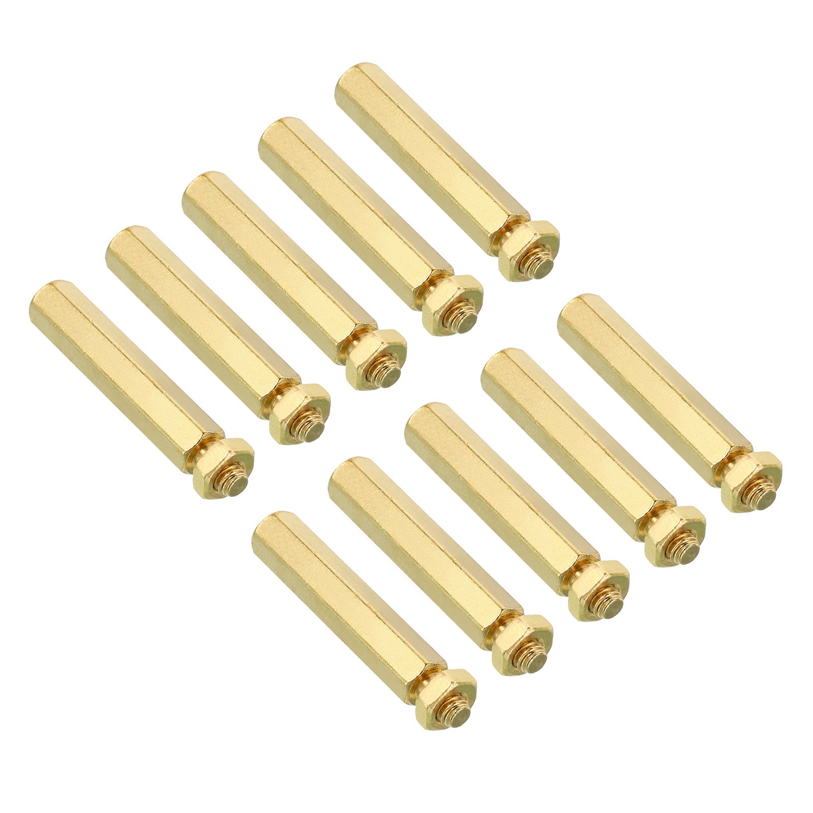30mm+6mm M4 Standoff Screws 40 Pack Brass Hex PCB Standoffs Nuts Gold
