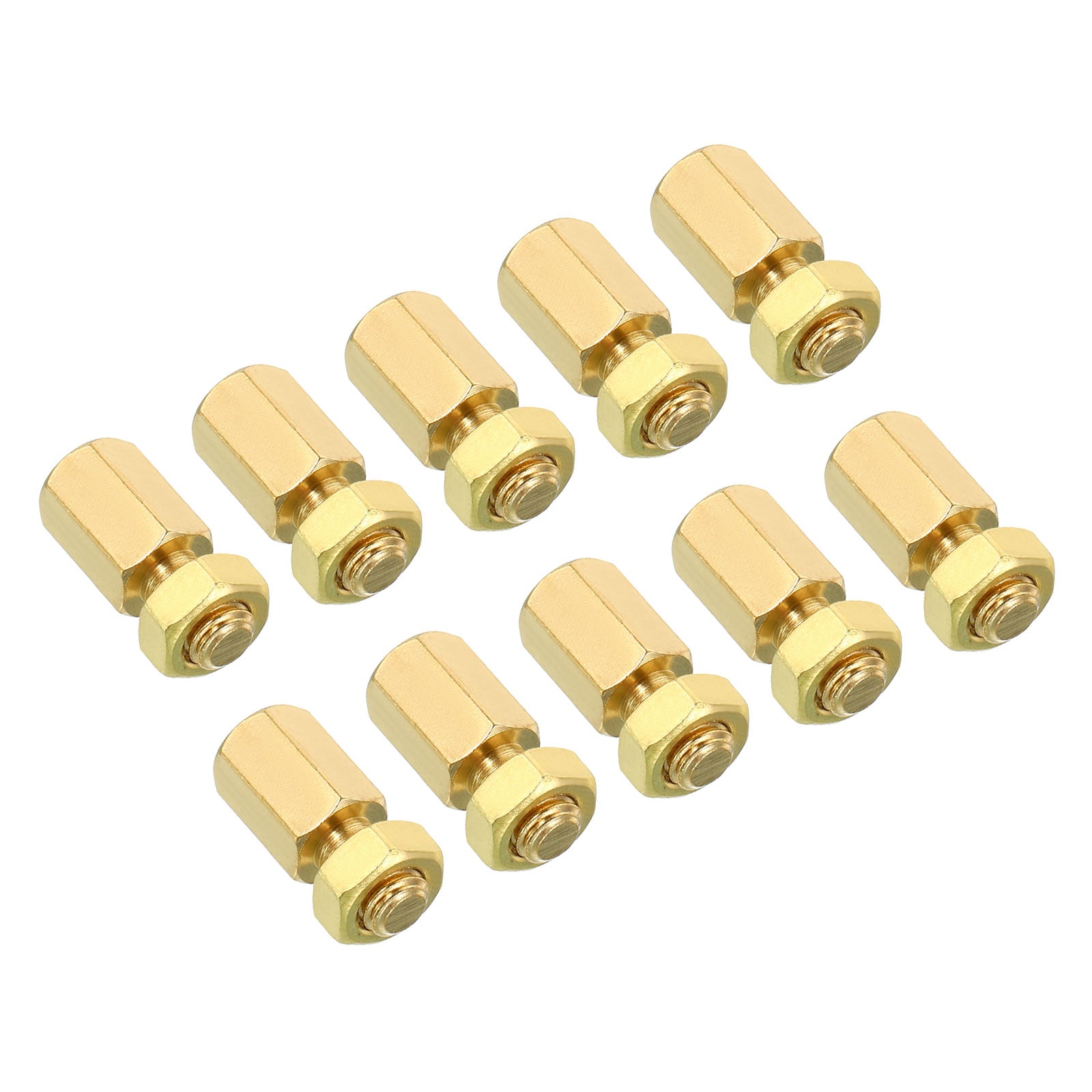 10mm+6mm M5 Standoff Screws 20 Pack Brass Hex PCB Standoffs Nuts Gold