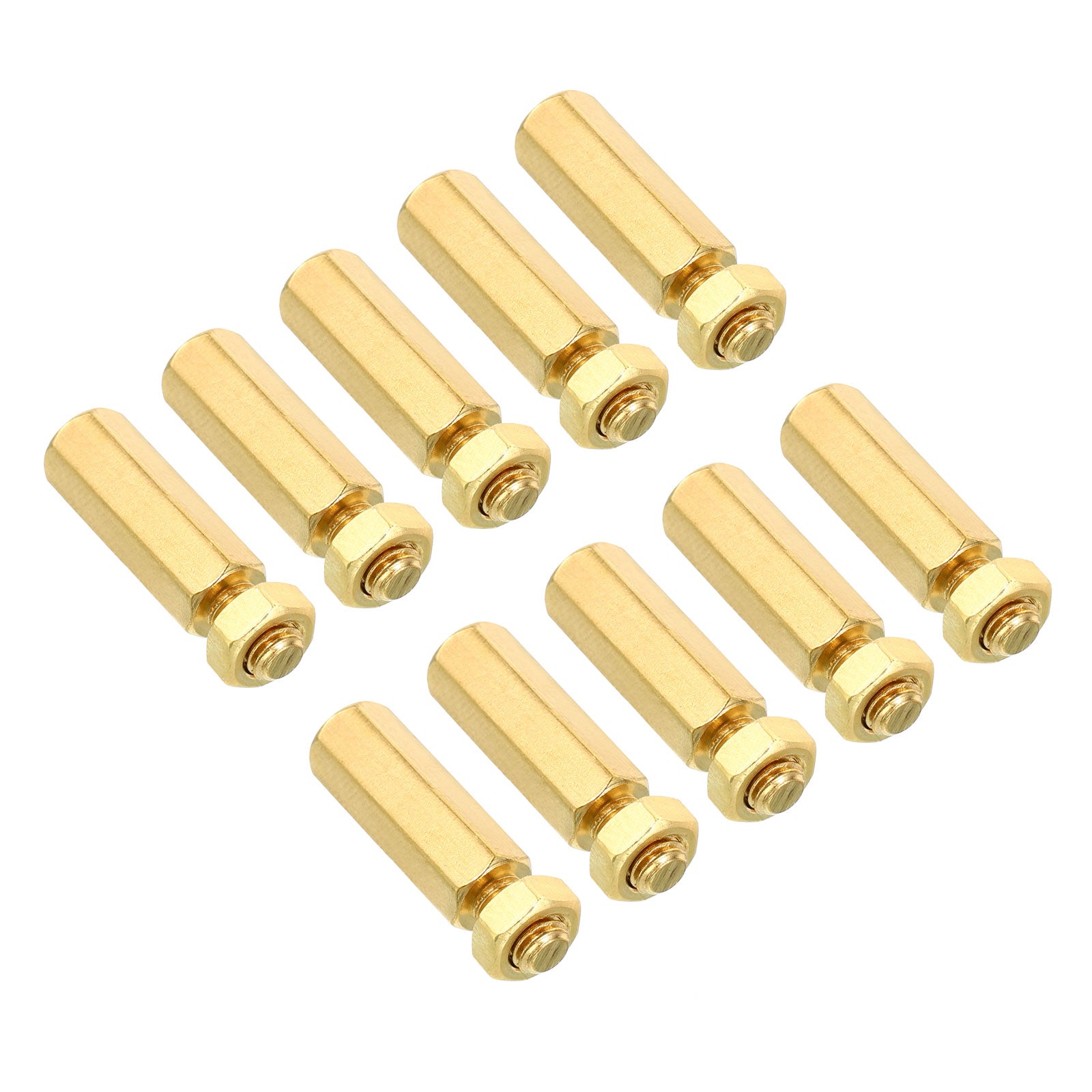 20mm+6mm M5 Standoff Screws 20 Pack Brass Hex PCB Standoffs Nuts Gold