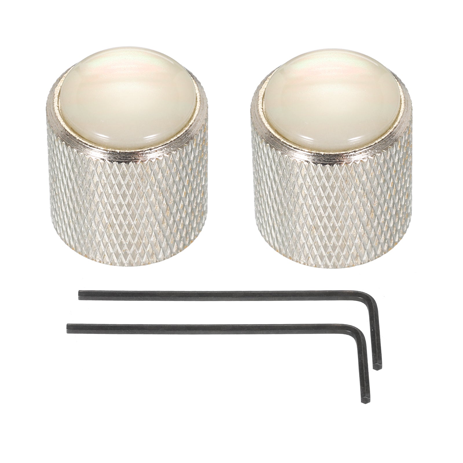 thumbnail image 2 of Guitar Bass Dome Knobs White Shell Top 6mm Gold Metal Volume Tone Control For Electric Guitar 2 of 14