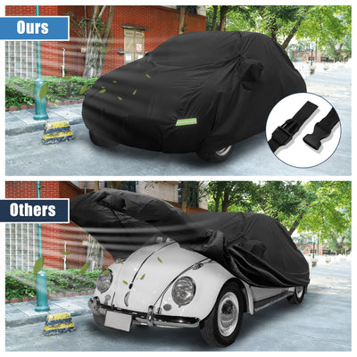 Harfington Waterproof Car Cover for Volkswagen New Beetle 1998-2019 Outdoor Full Car Cover All Weather Protection Rain Sun Protection with Zipper Black
