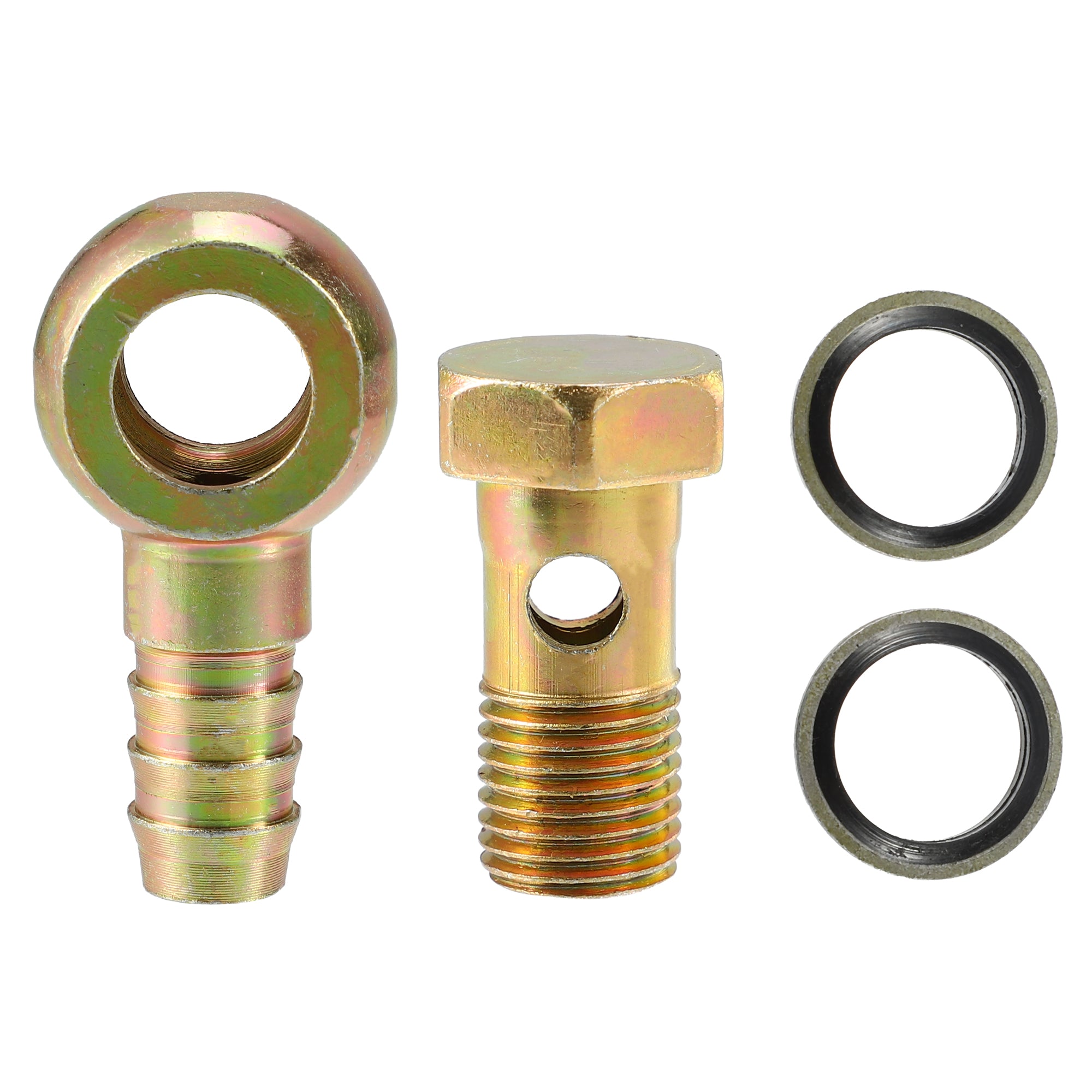 2 Pcs Universal Banjo Bolt 18mm ID 16mm OD Banjo Bolt Hose Barb Fitting Adapter For Car Bronze Tone