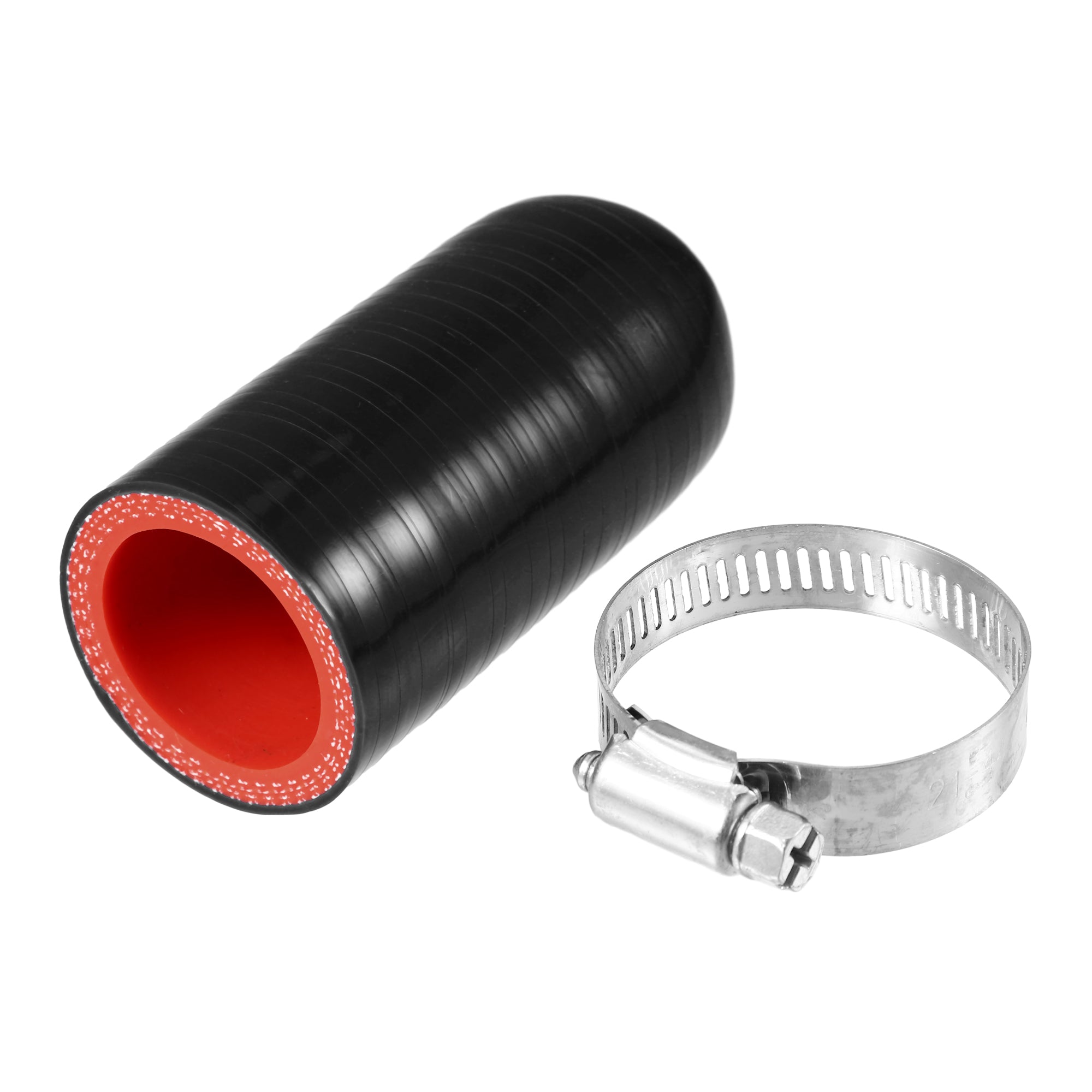 Silicone Hose Cap With Clamp – 25mm ID For Coolant, Vacuum, Heater Ports (Black)