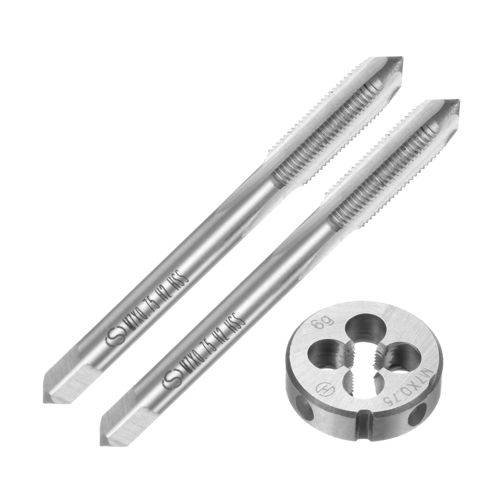 Uxcell 3pcs Metric Tap and Die Set M7 x 0.75 Thread Tap & Round Die
