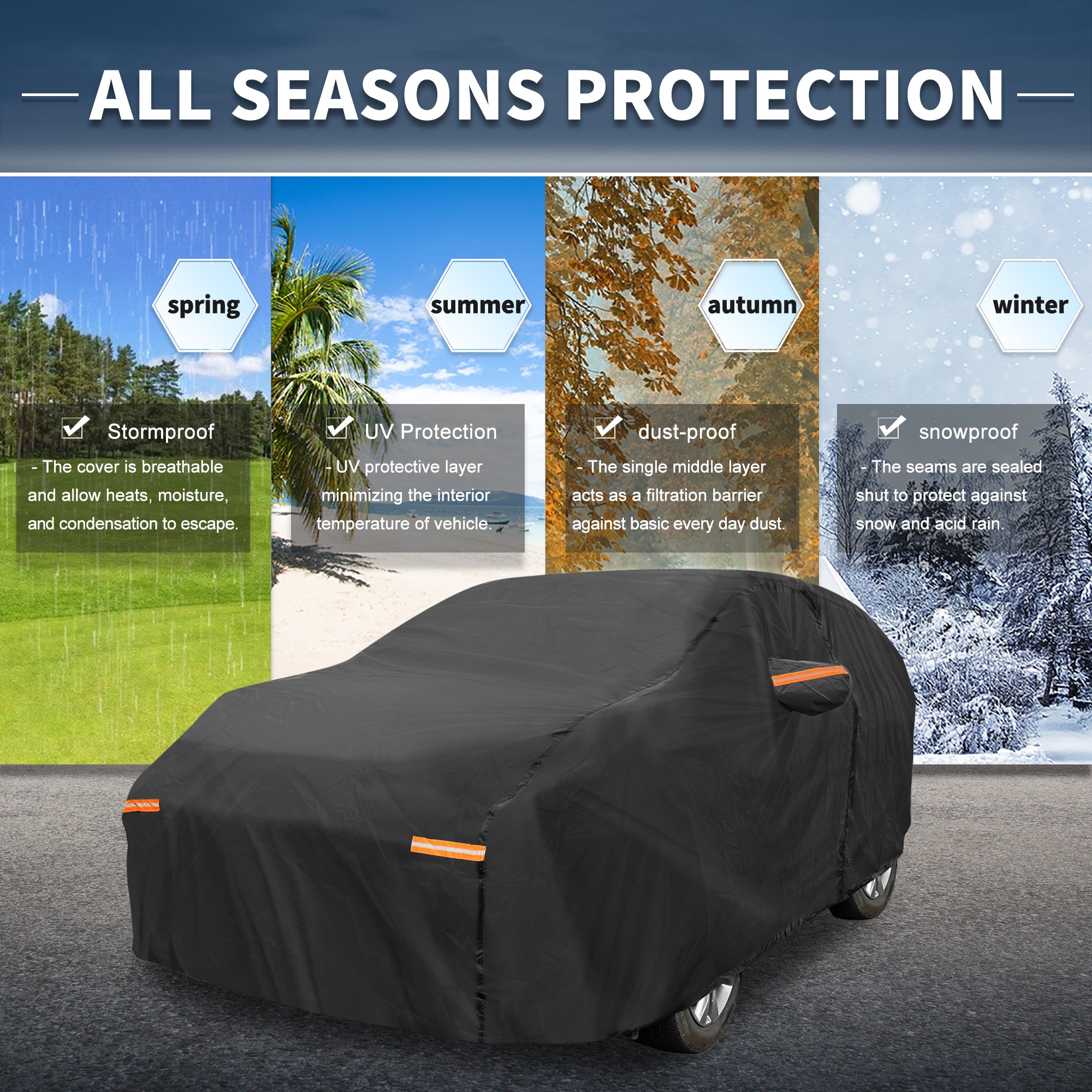 212"L XL Full Car Cover Outdoor Waterproof Sun Snow Rain UV Heat Dust Resistant