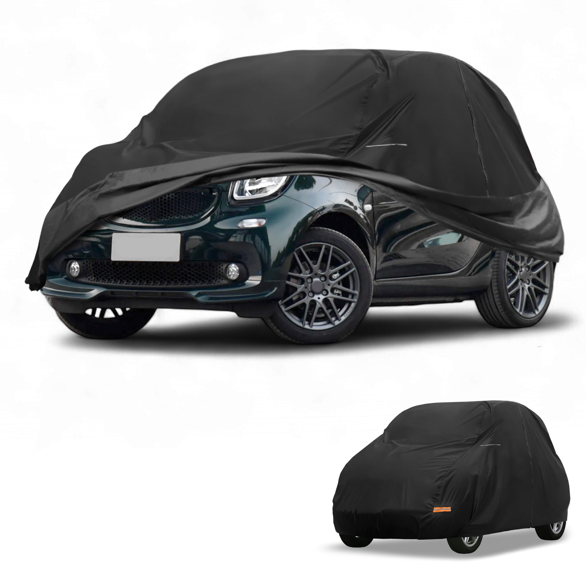 Partuto Waterproof All-Weather Universal Car Cover With Right Side Zipper, 210D-PU Black Blue