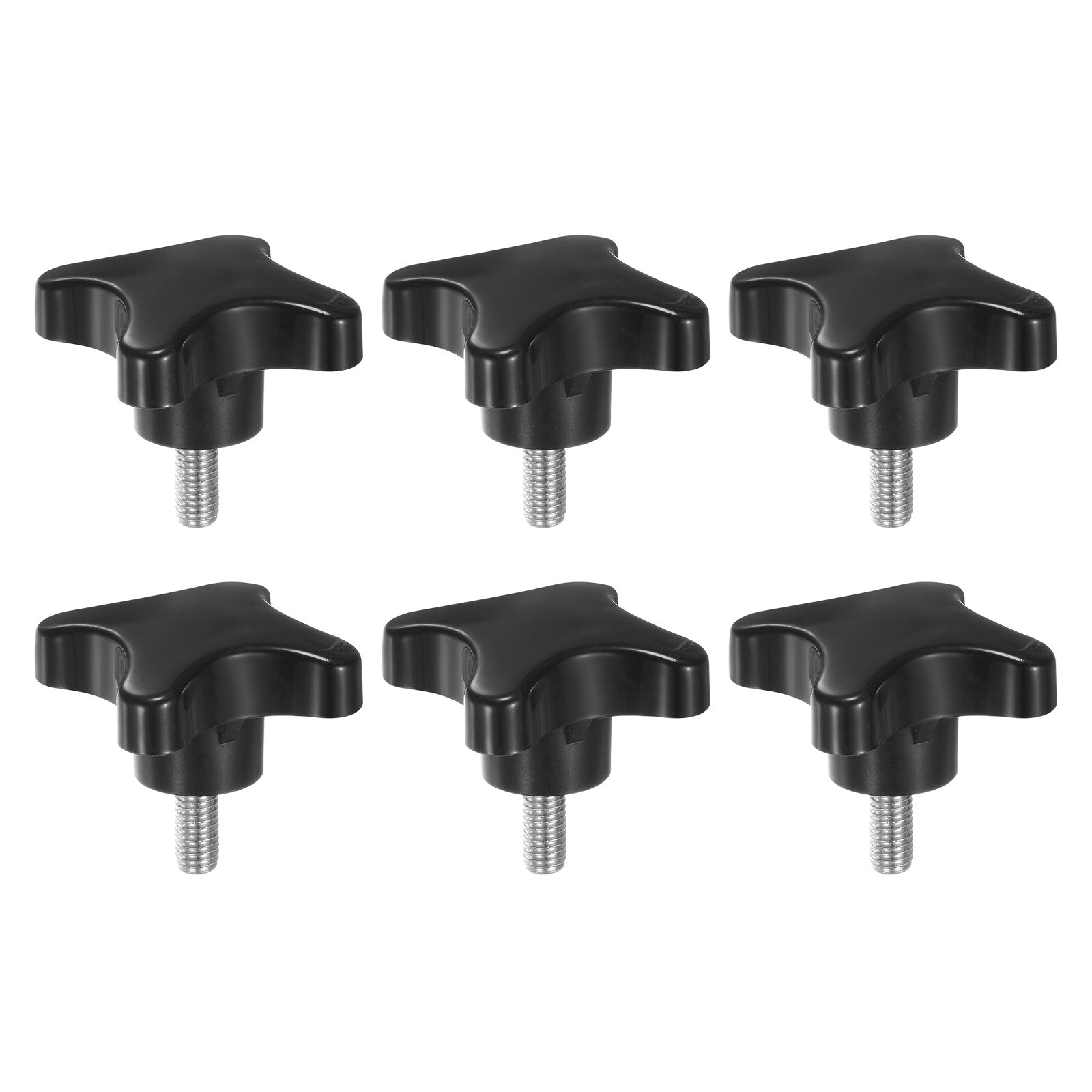 2pcs Star Knobs M8 X 90mm 4-Star Stud Knob Hand Tightening Clamping Screw Black