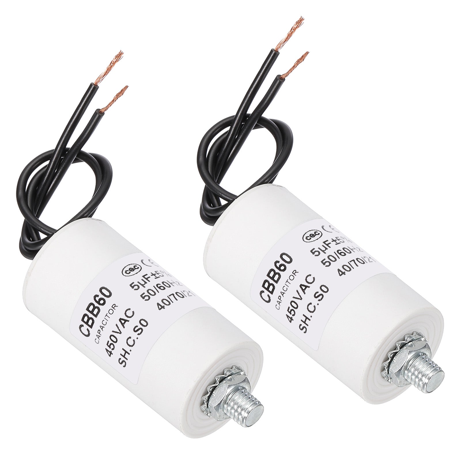 PATIKIL Condensatore CBB60 5µF 450V 2 Fili 50/60Hz – 2 Pezzi Per Pompe, Motori Lavatrice