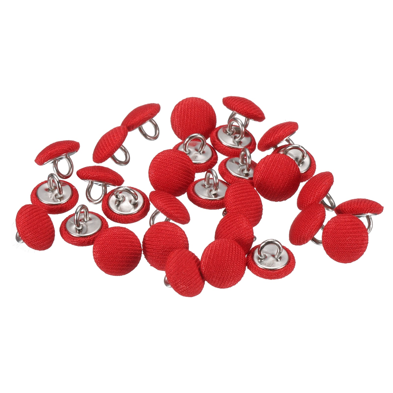 Red - 1.5cm Handmade Fabric Small Button (Set of 12) 09