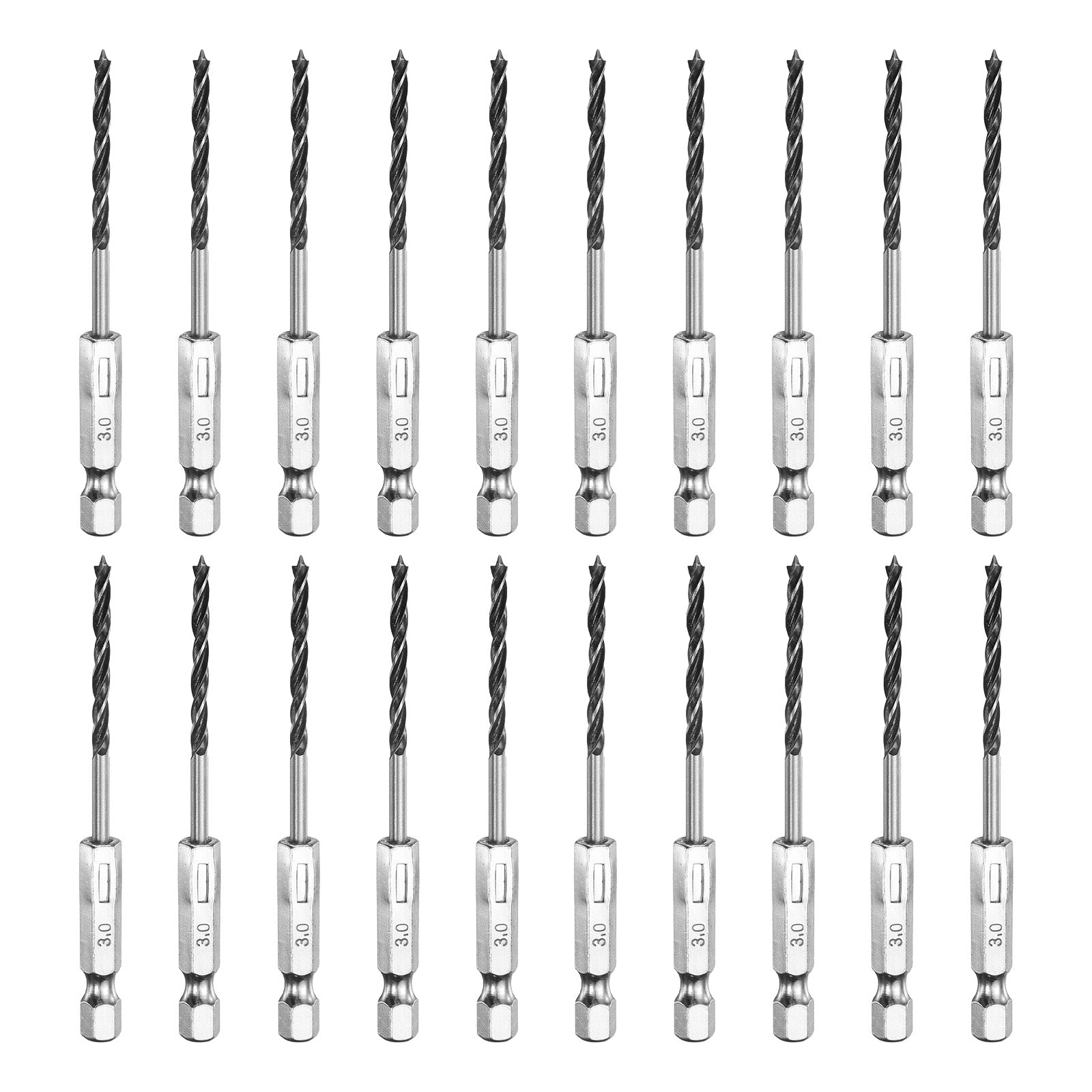 20pcs Brad Point Drill Bits Set 1/8" Dia High Carbon Steel