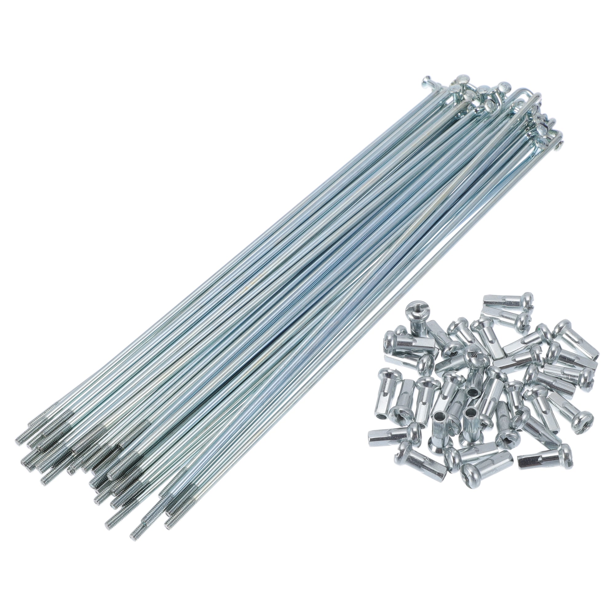 Bicycle Wheel Spokes 13G 127mm Silver Galvanized Steel With Nipples - 36pcs Set