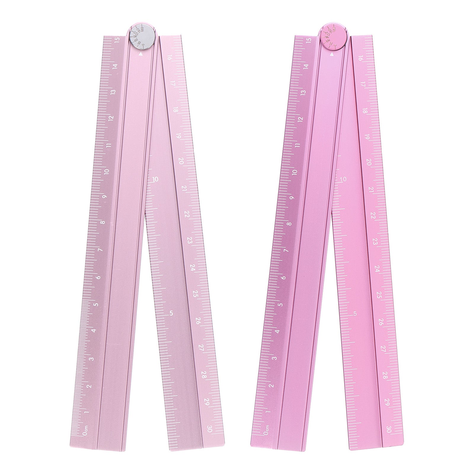 2pcs Straight Ruler 30cm Metric Aluminum Alloy Ruler Pink Light Pink 