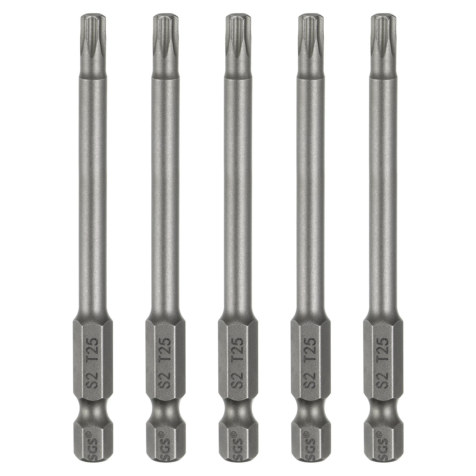HARFINGTON 5x T25 Sicherheits-Torx Bits – 20,3 Cm Lang, Magnetisch, S2-Stahl, 6,3 Mm Sechskant