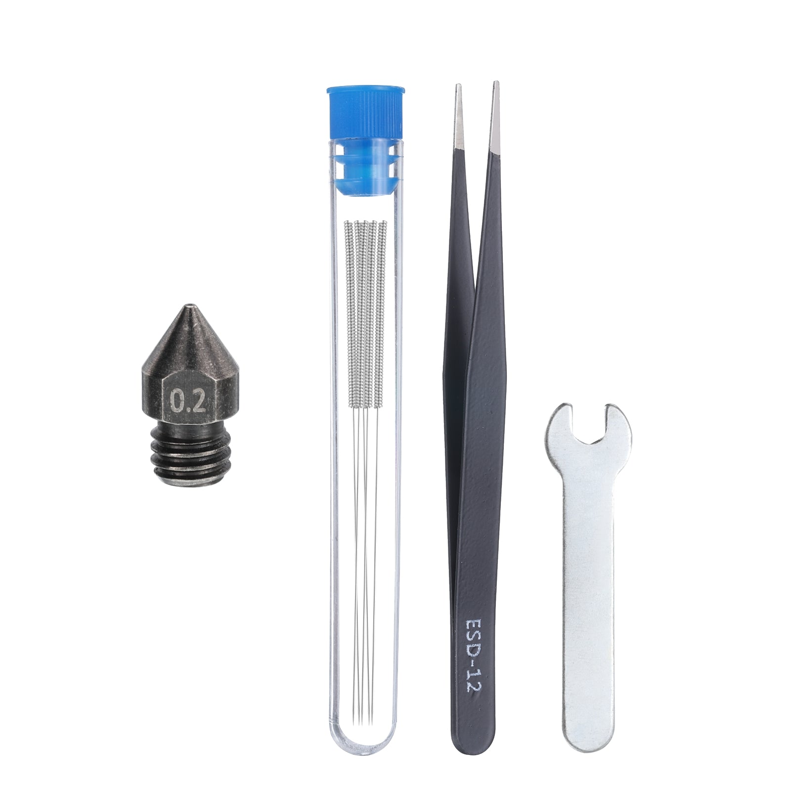 Uxcell 3D Nozzles Kit, MK8 Hardened Steel Arc Nozzles 0.2mm Cleaning