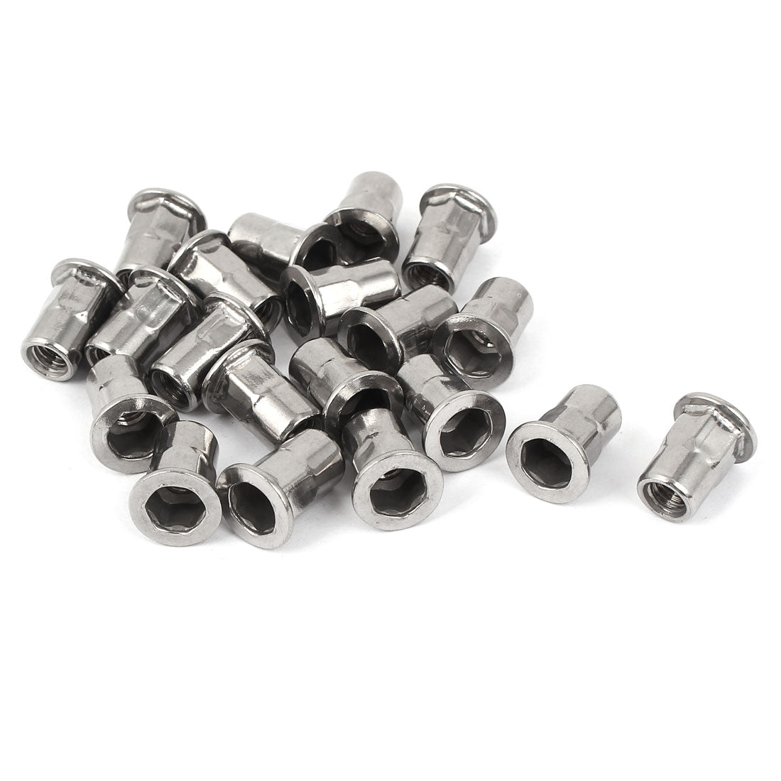 Uxcell M6 304 Stainless Steel Hex Flat Head Rivet Nut Insert Nutsert