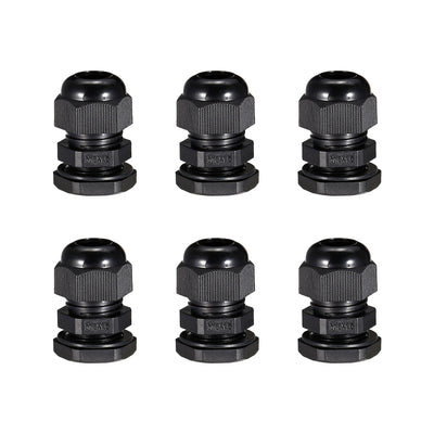 Harfington Uxcell 6Pcs M18 Cable Gland Waterproof Connector Plastic Wire Glands Joints Black for 5-10mm Dia Wires