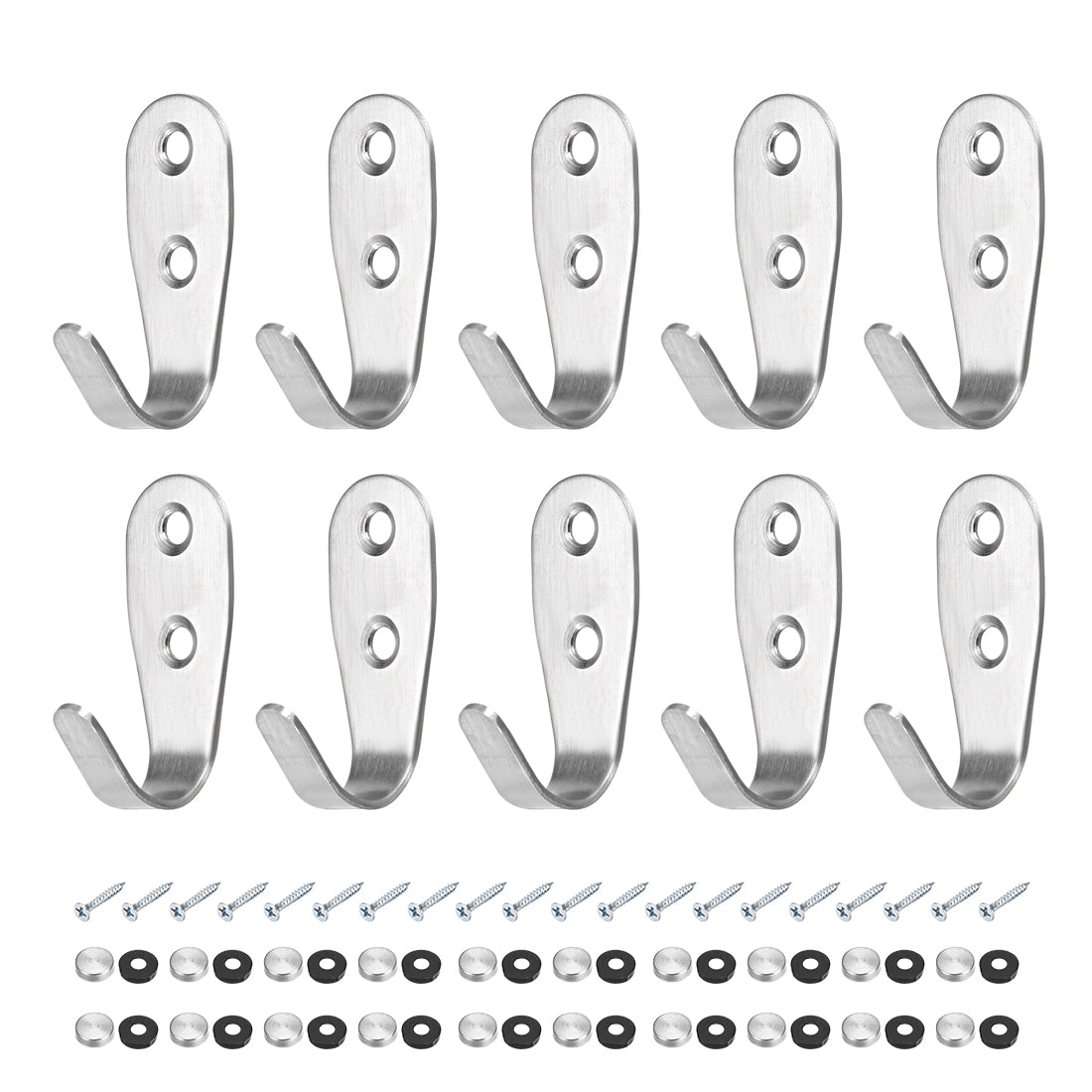 Uxcell Stainless Steel Wall Hook - 1.77 Inch White Mounted Robe Hook With Screws