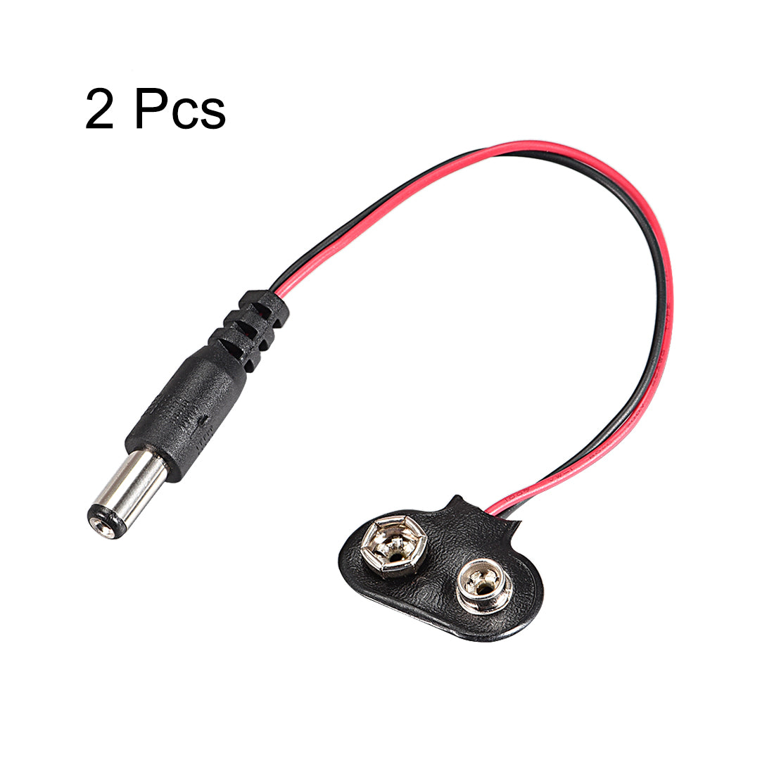 uxcell Uxcell Plastic Male DC Power to 9V Battery Clip Connector Cable 2.1x5.5mm 2 Pcs