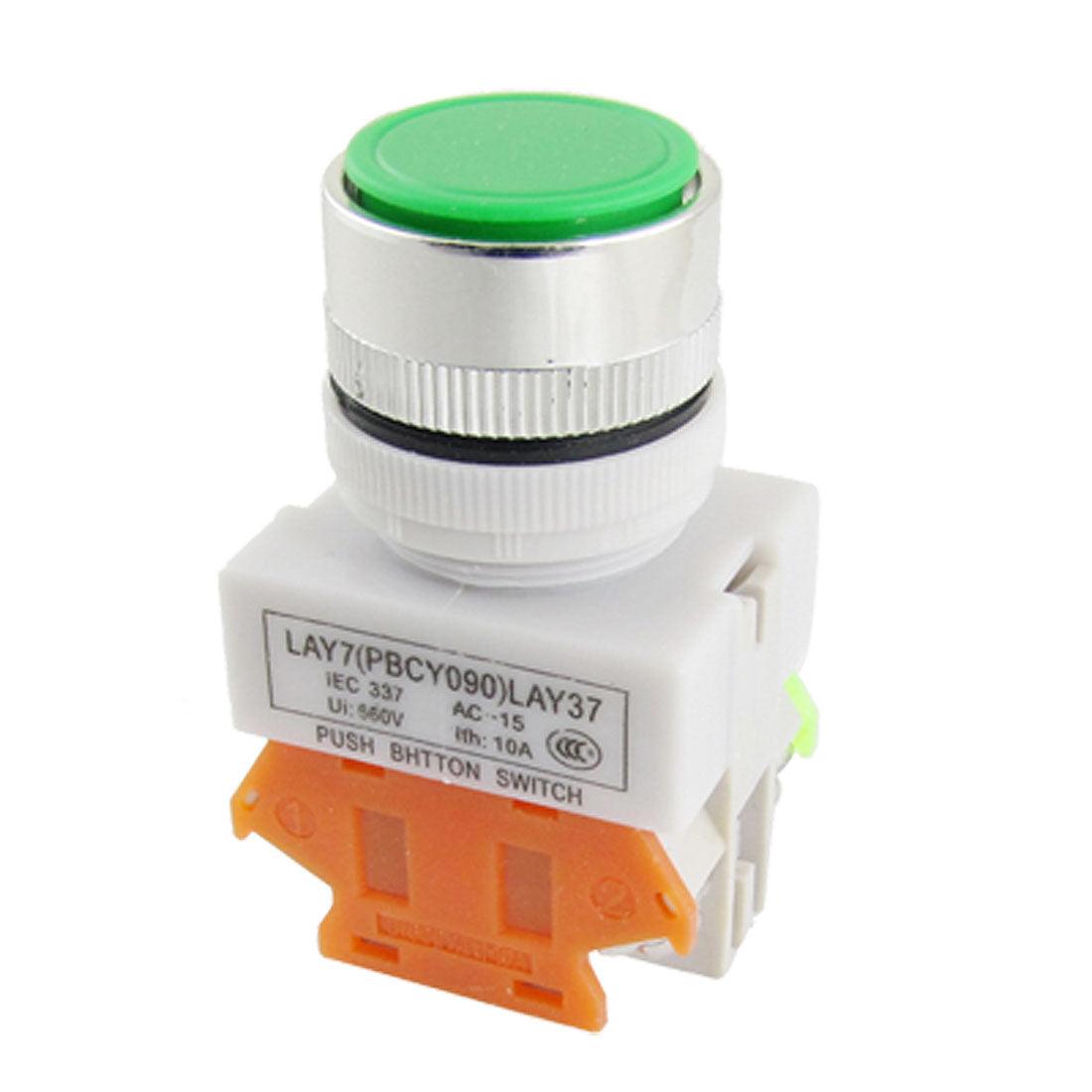 uxcell Uxcell AC 660V 10A Green Sign Momentary Push Button Switch Pushbutton 22mm 1 NO 1 NC