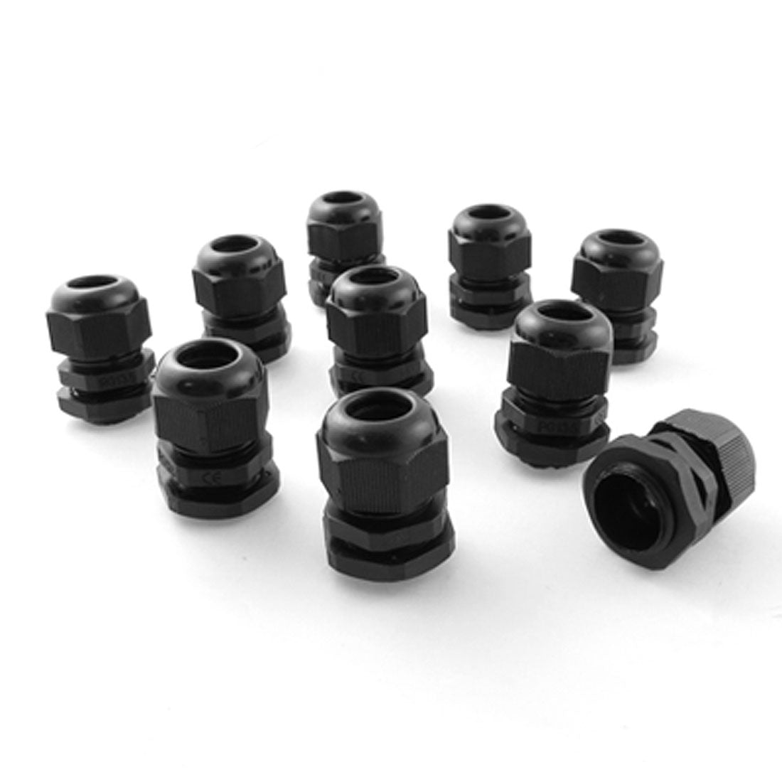 uxcell Uxcell 10 Pcs PG13.5 Black Plastic Waterproof Cable Glands Connectors
