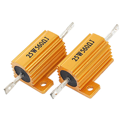 Harfington Uxcell 2 Pcs Chassis Mounted 25W 560 Ohm 5% Aluminum Case Wirewound Resistors