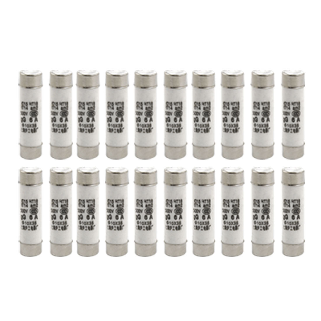 uxcell Uxcell R015 500V 6A 10 x 38mm Ceramic Tube Cylindrical Fuse Links 20 Pcs