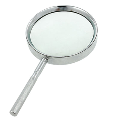 Harfington Uxcell Metal Frame Silver Tone Nonslip Grip 4X Magnifying Glass