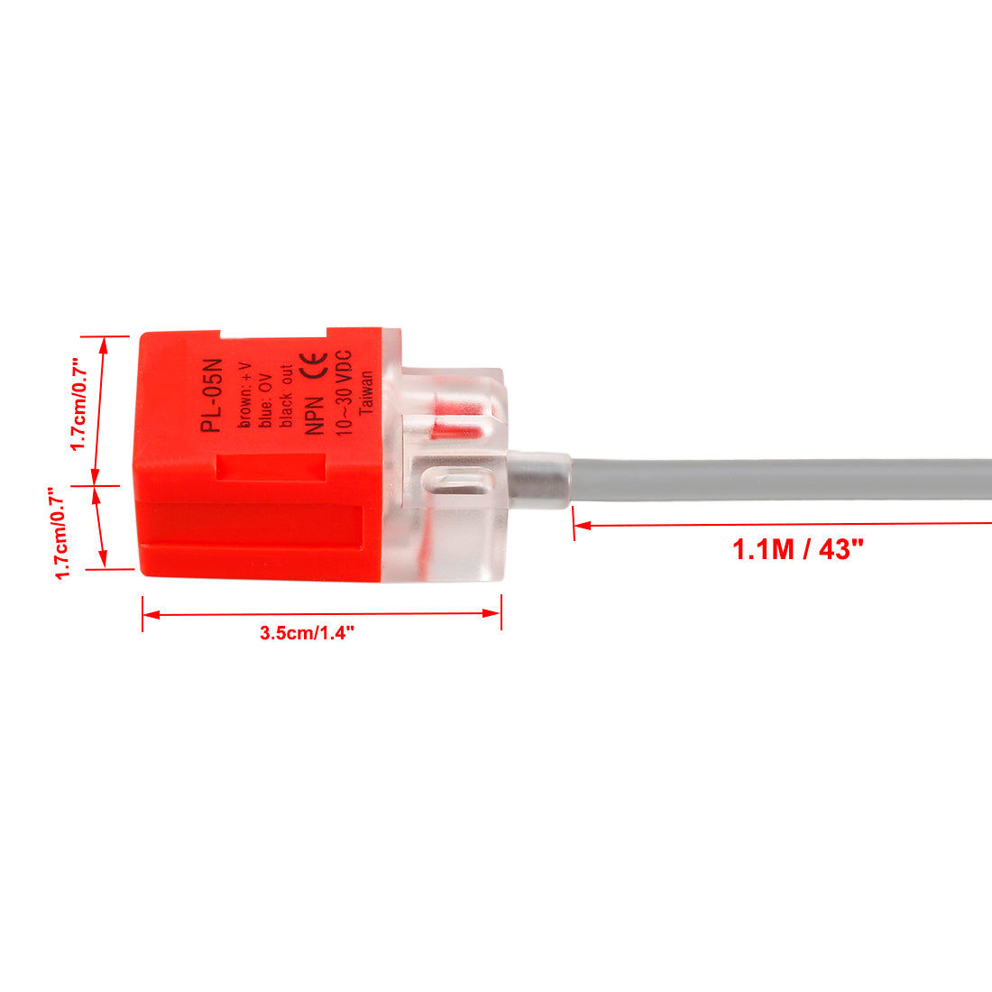 uxcell Uxcell PL-05N 3-Wire DC 10-30V 200mA NPN NO 5mm Inductive Proximity Sensor Detection Switch