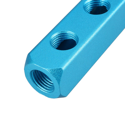 Harfington Uxcell Pneumatic Air 4 Way Air Hose Inline Manifold Block Splitter Turquoise Color