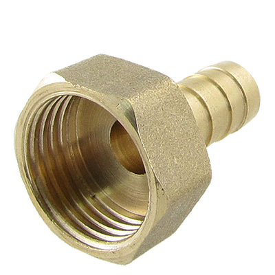 Harfington Uxcell Gold Tone Brass Fitting 10mm Hose Barb 1/2" G Female Thread Straight Connector