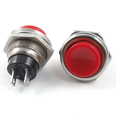 Harfington Uxcell 3 Pcs 16mm SPST Momentary ON/OFF Push Button Switch Red AC 125V 3A