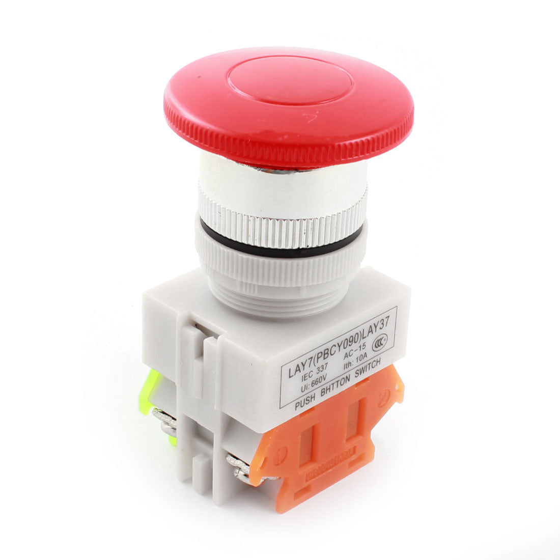 Harfington AC 660V 10A 40mm 1.6" Red Sign Momentary Mushroom Push Button Switch 1 NO 1 NC