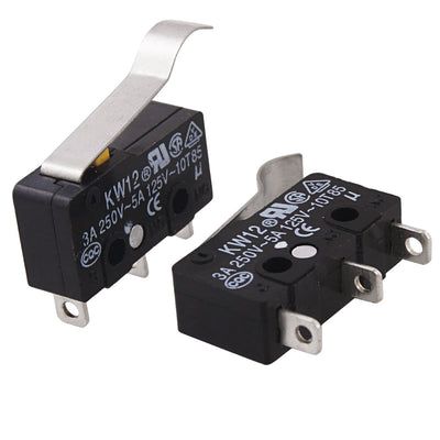 Harfington Uxcell 2 Pcs R Type Lever Actuator Miniature Micro Switches Black