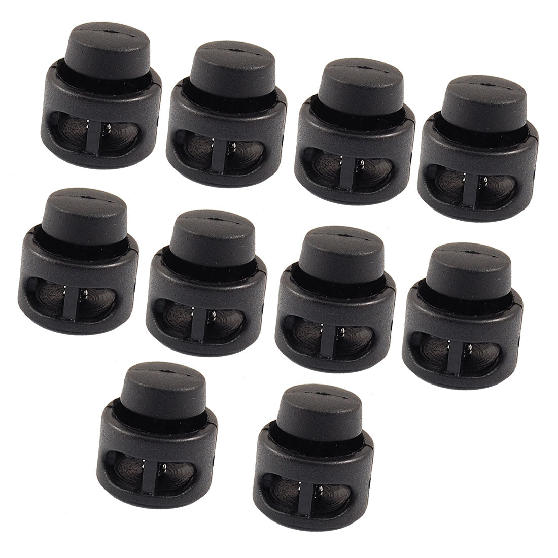 uxcell Uxcell 10 Pcs Plastic Toggle Stoppers 2 Holes Cord Locks End Black