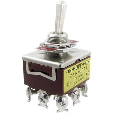 Harfington Uxcell AC 250V 15A 380V 10A ON/OFF/ON 3 Position 3PDT 9 Screw Terminals Toggle Switch