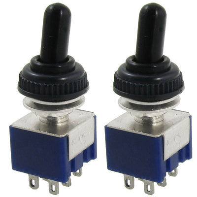 Harfington Uxcell 2 Pcs AC 125V 6A ON/OFF/ON 3 Position DPDT 6 Pins Mini Toggle Switch with Waterproof Boot