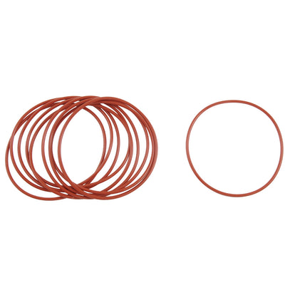 Harfington 10 Pcs 68mm OD 2mm Thickness Silicone O Rings Oil Seals Gasket Dark Red