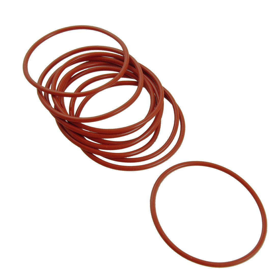 Harfington 10 Pcs 55mm OD 2.5mm Thickness Red Silicone O Ring Oil Seals