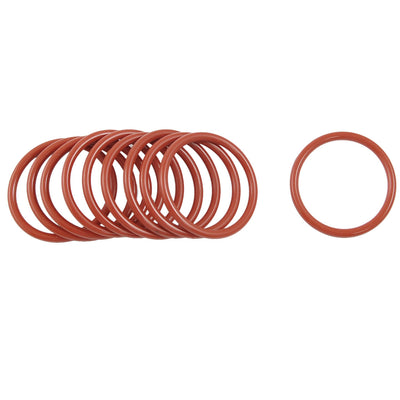 Harfington 10 Pcs 38mm OD 3mm Thickness Dark Red Silicone O Ring Oil Seal Gasket