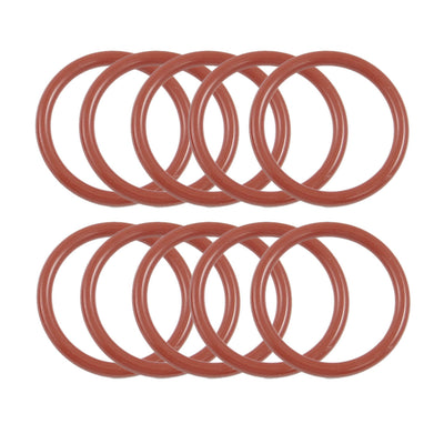 Harfington 10 Pcs 25mm OD 2.5mm Thickness Dark Red Silicone O Ring Oil Seal Gasket
