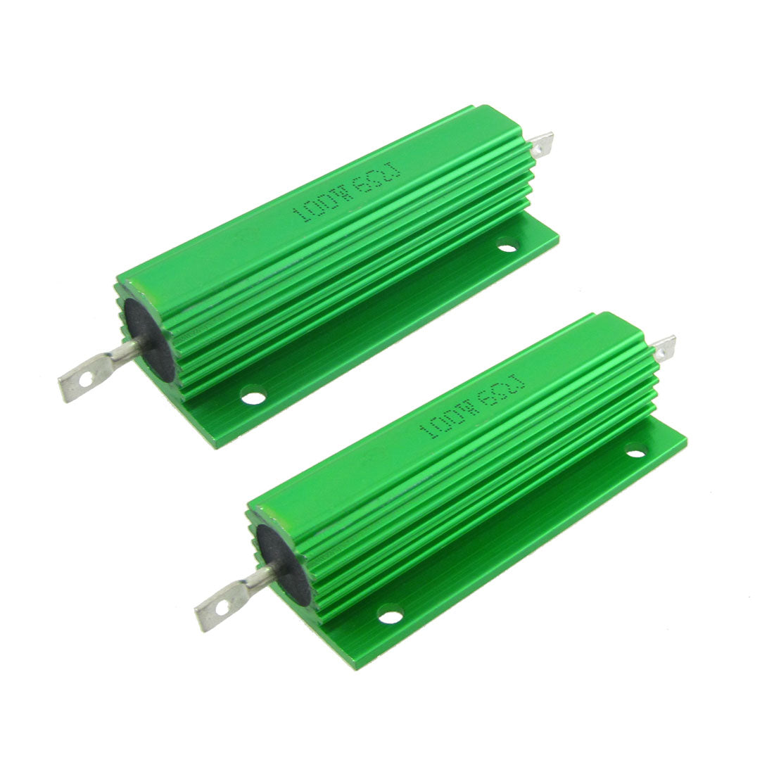 uxcell Uxcell 2 Pcs Chassis Mounted Green Aluminum Clad Wirewound Resistors 100W 6 Ohm 5%