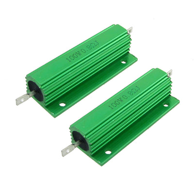 Harfington Uxcell 2 Pcs Chassis Mounted Green Aluminum Clad Wirewound Resistors 100W 0.8 Ohm 5%